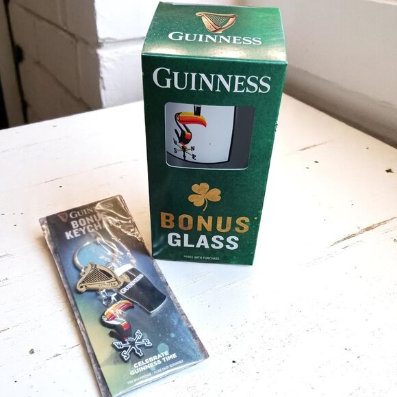 Guinness Toucan Pint Glass & Keychain Set – St. Patrick’s Day Gift NWT - Picture 1 of 7